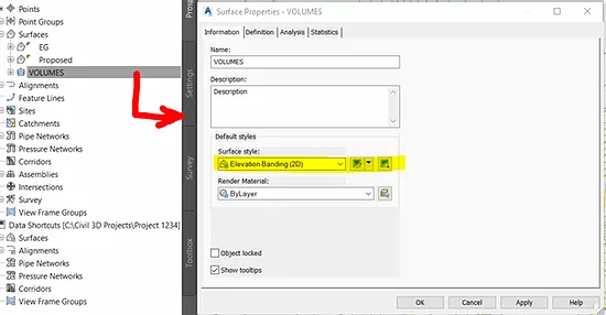 AutoCAD Civil 3D Cut/Fill