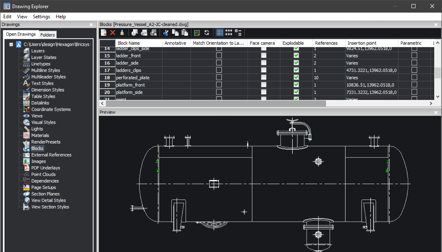 Drawing Explorer in BricsCAD