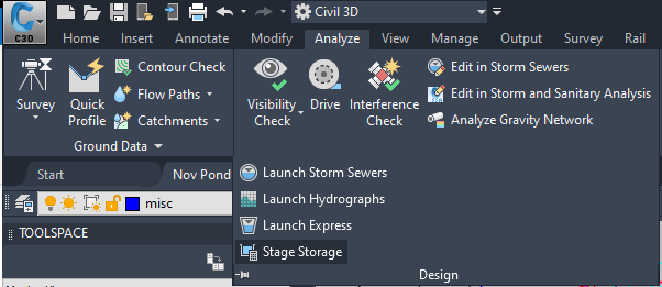 Civil 3D - Stage Storage