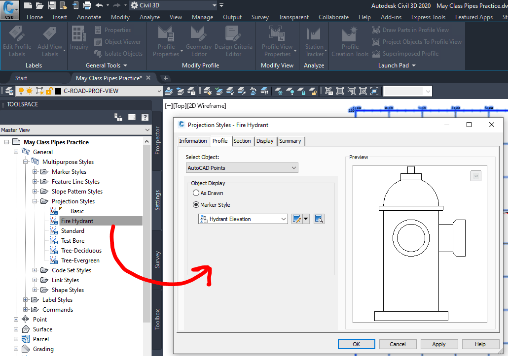 Civil 3D Projection Style