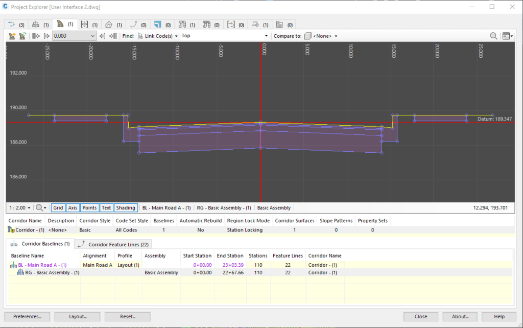 Project Explorer - Road Corridor Assembly