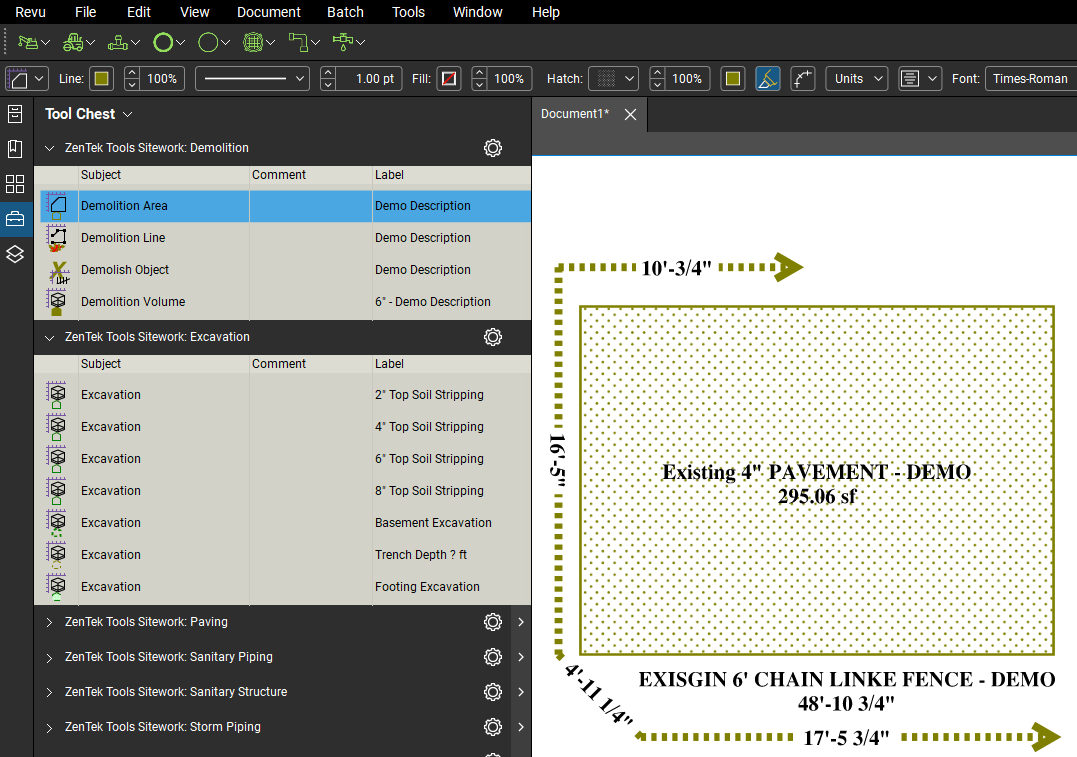 Bluebeam Revu Custom Tool Chest Example