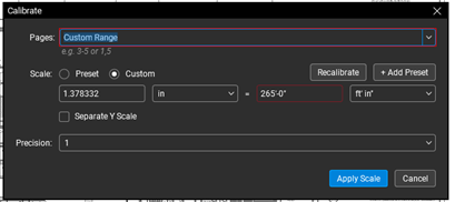 Setting Scales in Bluebeam