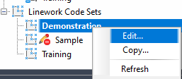 Edit Linework Code Set