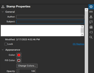 Stamp Properties tab