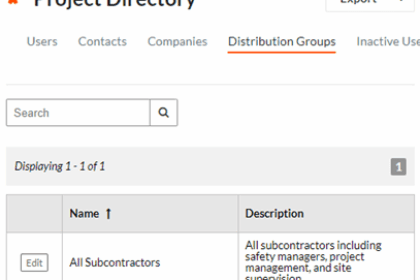 Project Directory in Procore