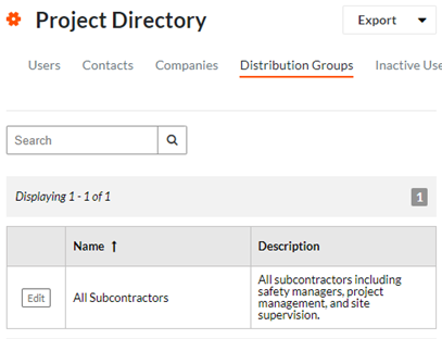 Project Directory in Procore