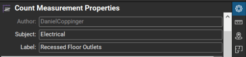 Count Measurement Properties tab in Bluebeam Revu