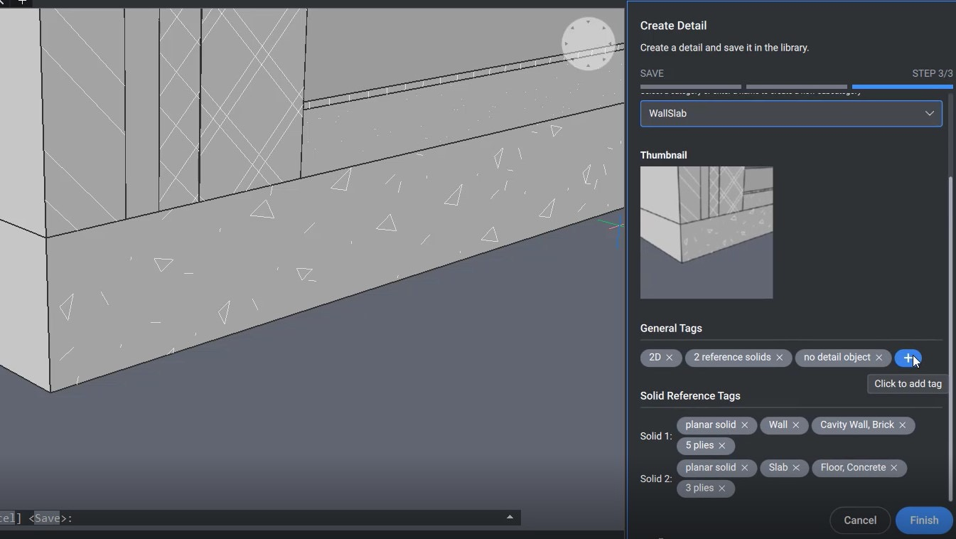 Enhanced UI for creating 3D details in BricsCAD BIM