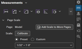 Measurements tab in Bluebeam Revu