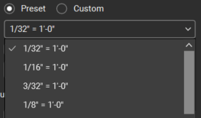 Set Scale - Preset options in Bluebeam Revu