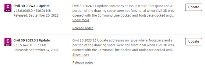Civil 3D Toolspace Update