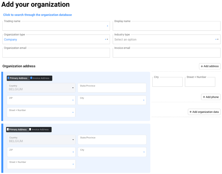 Creating Your Organization Profile