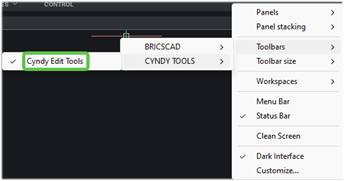 Opening the custom toolbar in BricsCAD