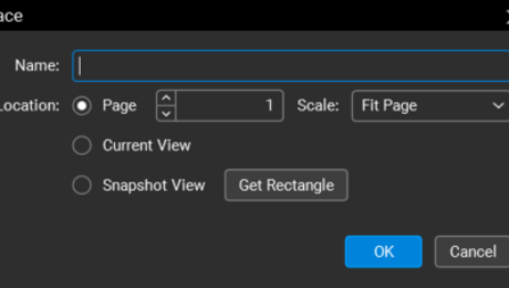 Place dialog in Bluebeam Revu