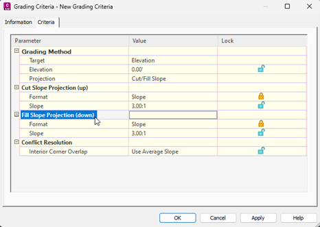 Grading Criteria dialog