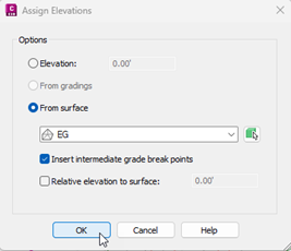 Assign Elevations dialog 