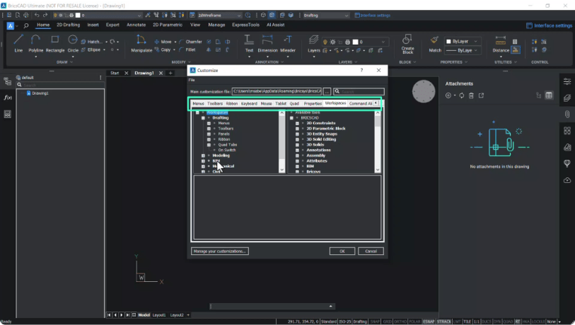 Customize BricsCAD's User Interface