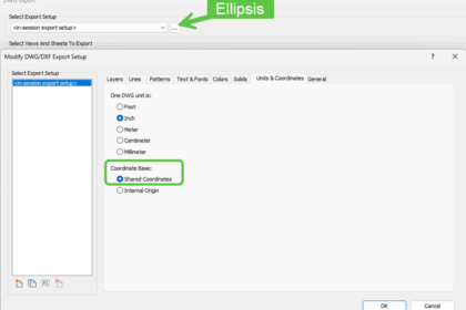 DWG Export dialog