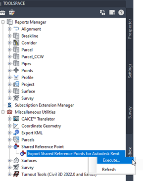 Export Shared Reference Points tool 