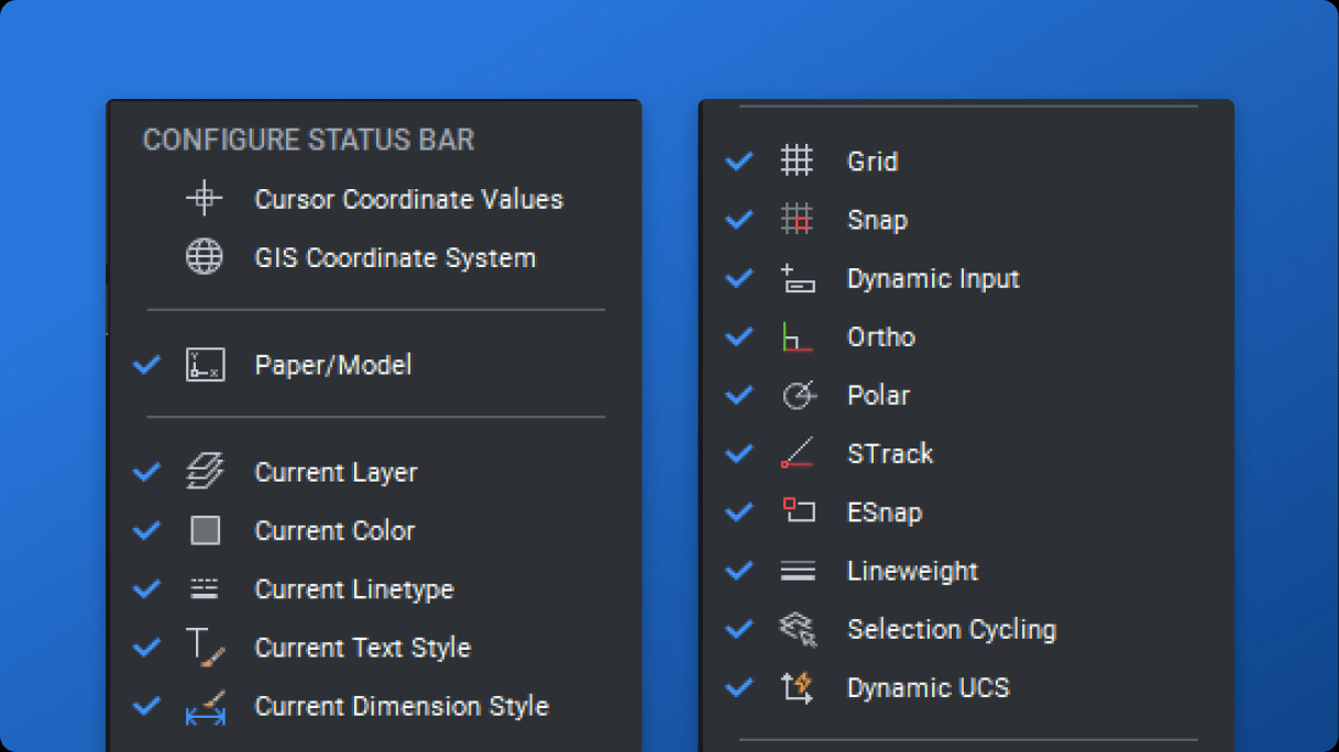 BricsCAD v25: BricsCAD Status Bar