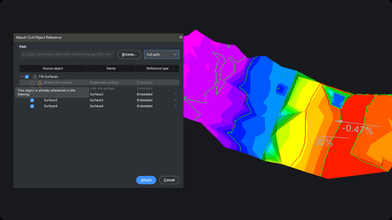 BricsCAD v25: TIN surface data sharing