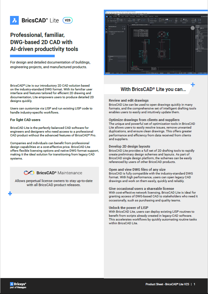 BricsCAD Lite V25 Brochure