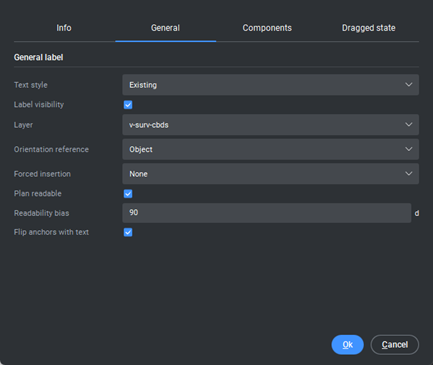 General tab of the Label Style Editor: BricsCAD v25