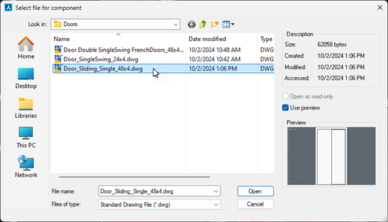 BricsCAD BIM: Select File for Component dialog box