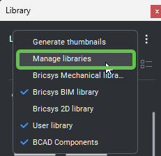 BricsCAD BIM: Manage Libraries