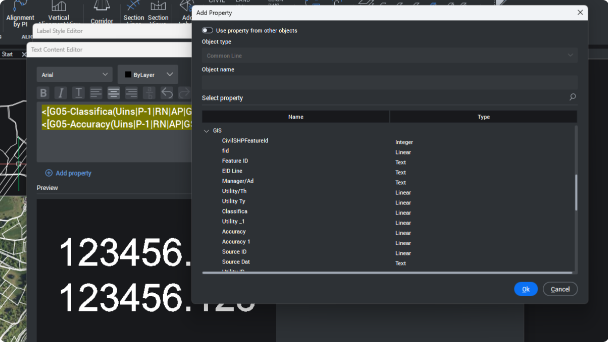 Civil Label Support for GIS data