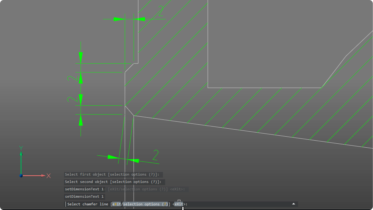 Smart auto-chamfer dimensioning