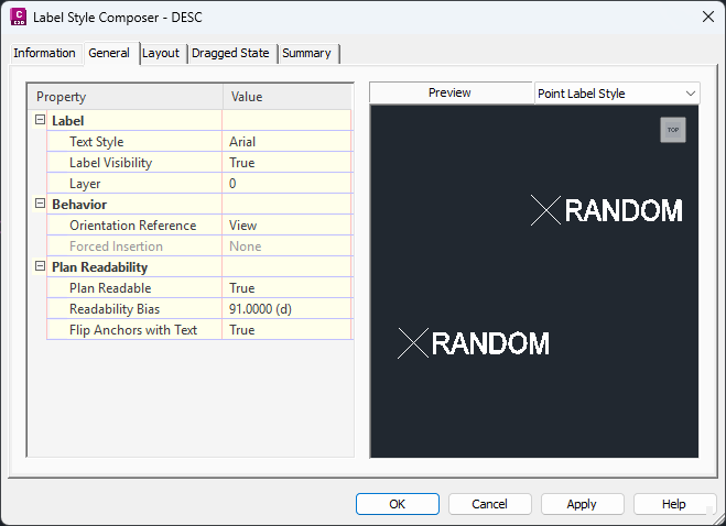 Label Style Layers: Civil 3D