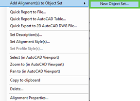 Alignment to Object Set > New Object Set