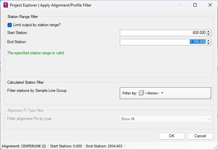 Apply Alignment/Profile Filter dialog