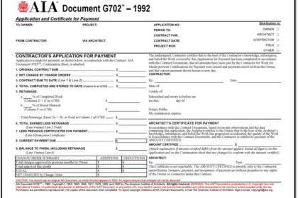 AIA G702 payment form