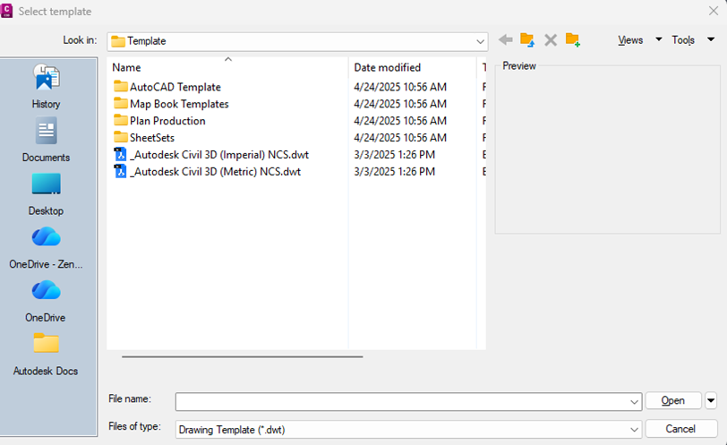 Autodesk Civil 3D template files