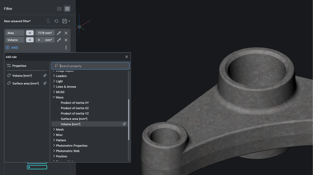 Filtering by property-based selection