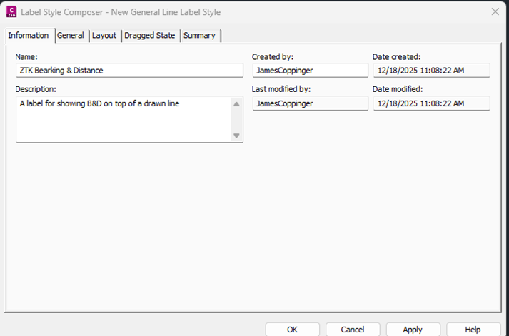 Label Style Composer > Information tab