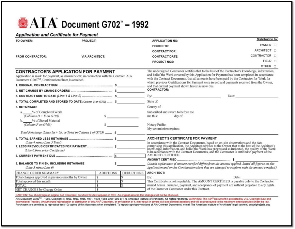 AIA G702 form
