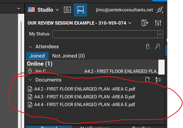 Bluebeam Studio Session Documents