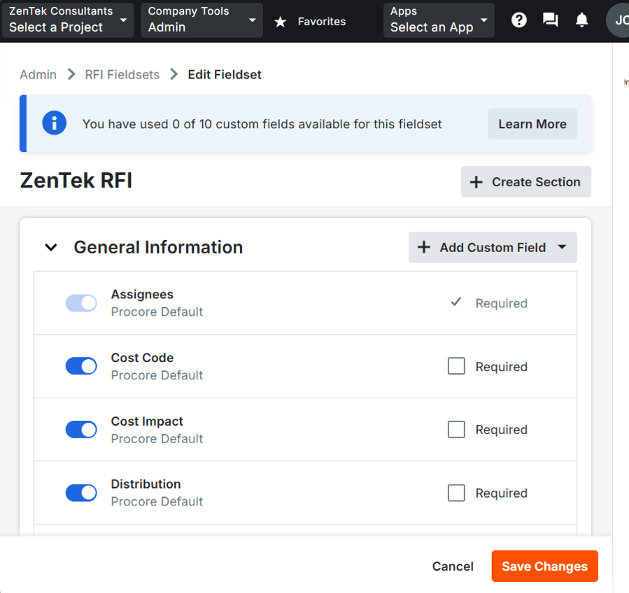RFI Templates in Procore